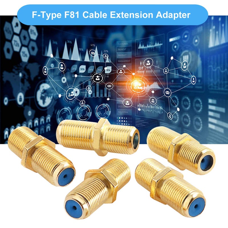 SAISN F81 Splice Barrel Connector 3GHz Female to Female F-Type Coaxial Cable Extension Adapter Couplers (Packof 5, Gold) - Image 3